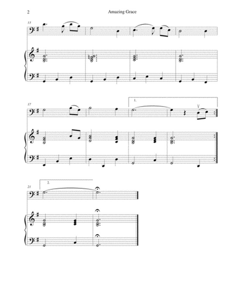 Amazing Grace - for beginning string bass with optional piano accompaniment image number null