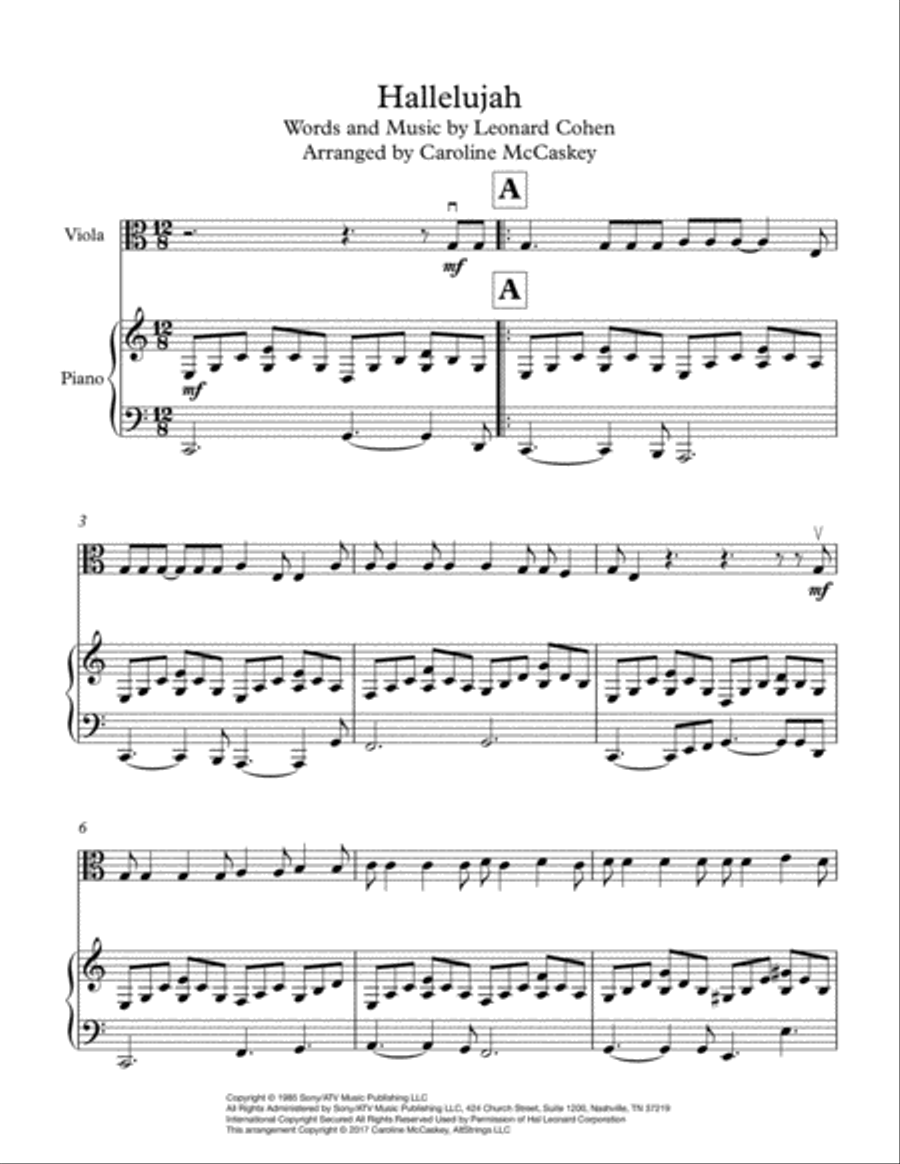 Hallelujah Viola scores gallery preview page 2