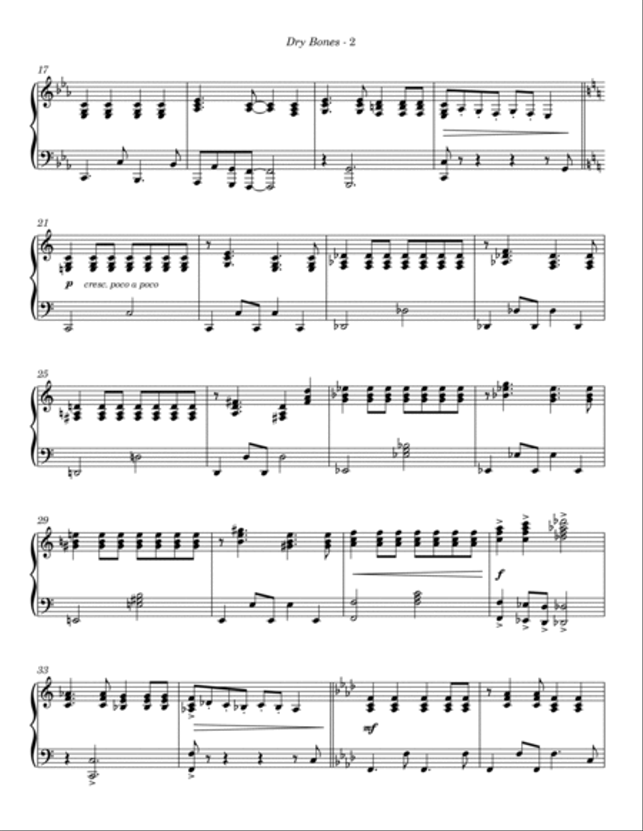 Dry Bones Piano Solo scores gallery preview page 3
