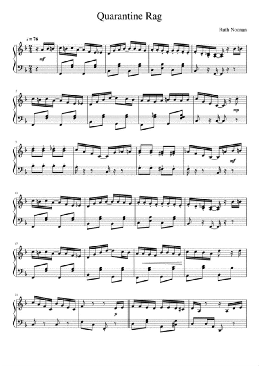 Quarantine Rag Piano Solo scores gallery preview page 1