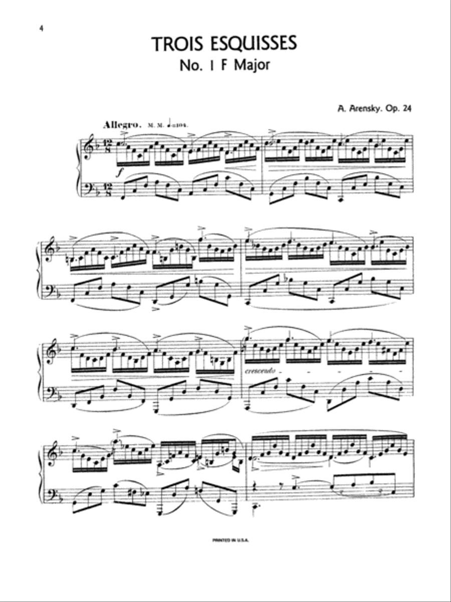 Arensky: Trois Esquisses, Op. 24 Piano Solo scores gallery preview page 1