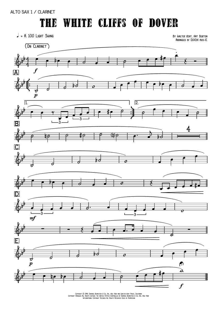 (there'll Be Bluebirds Over) The White Cliffs Of Dover Jazz Ensemble scores gallery preview page 1