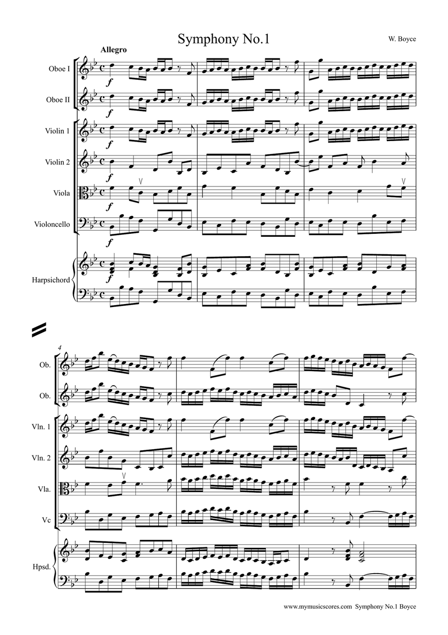 Boyce Symphony No. 1 String Orchestra scores gallery preview page 2