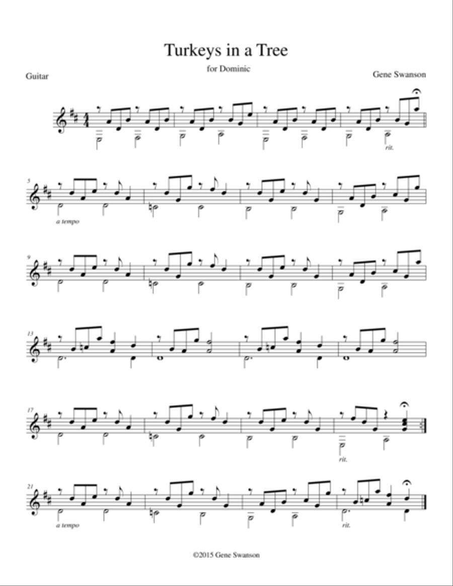 Turkeys in a Tree Guitar Solo scores gallery preview page 1