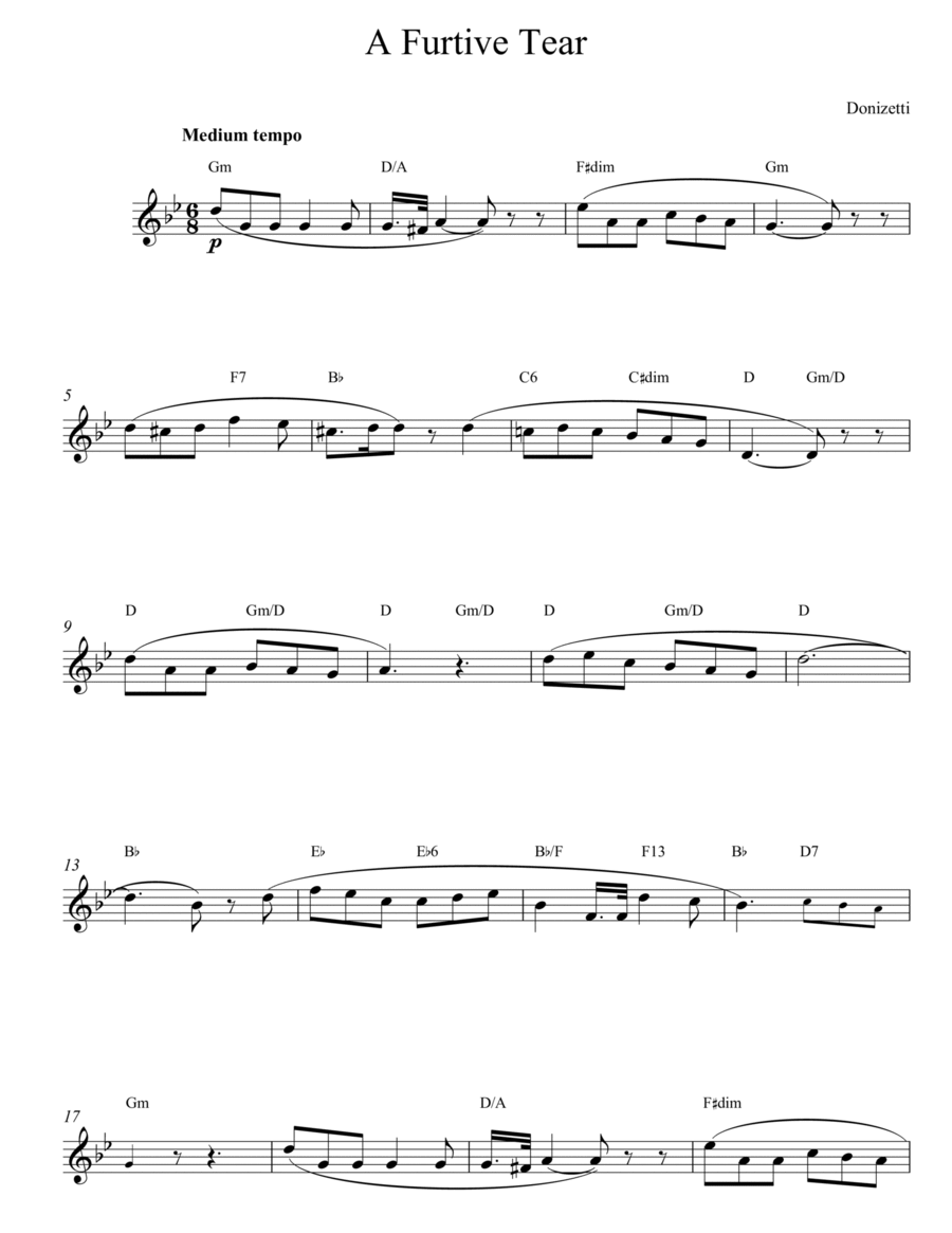 A Furtive Tear A Furtive Tear Piano scores gallery preview page 1