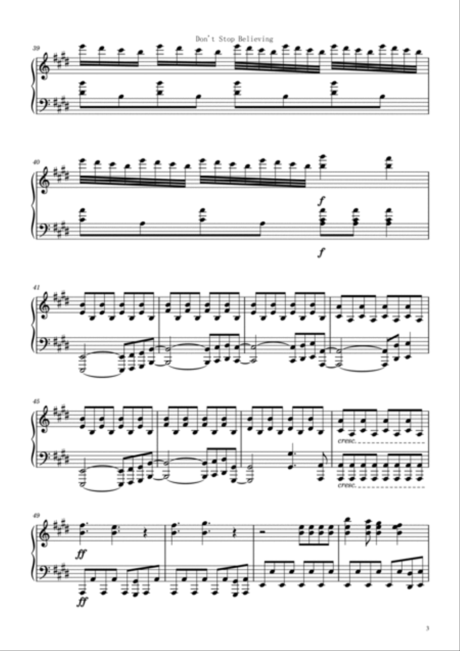 Don't Stop Believin' Piano Solo scores gallery preview page 3