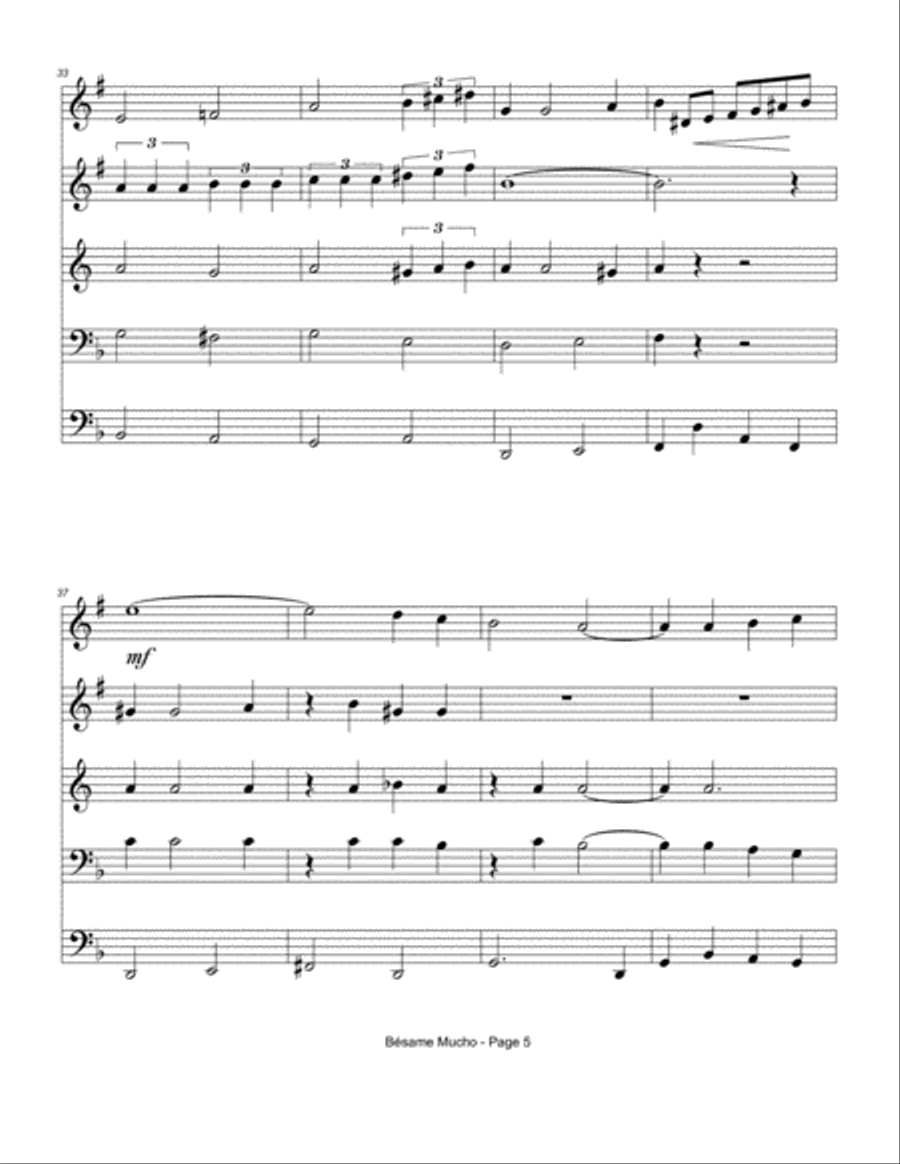 Besame Mucho (Kiss Me Much) Brass Ensemble scores gallery preview page 6