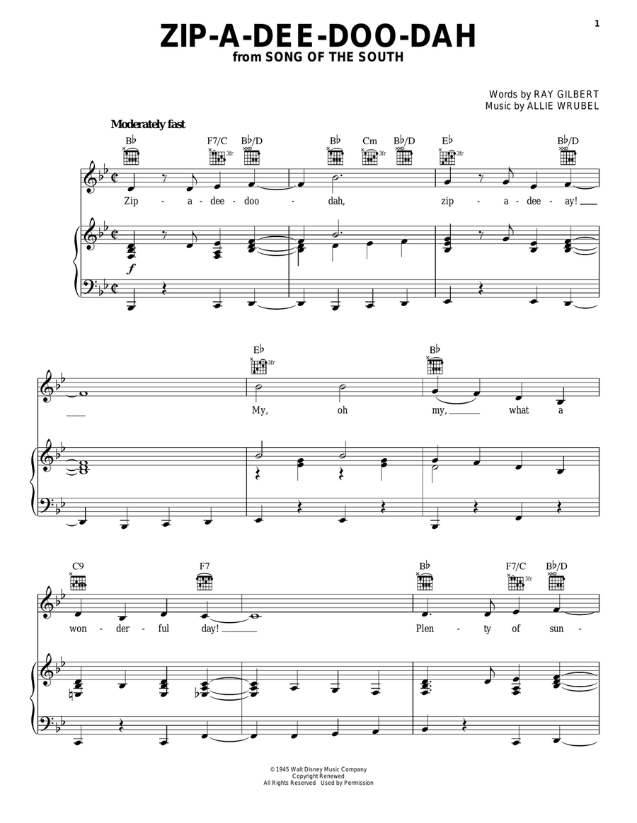 Zip-A-Dee-Doo-Dah (from Song Of The South) Guitar scores gallery preview page 1