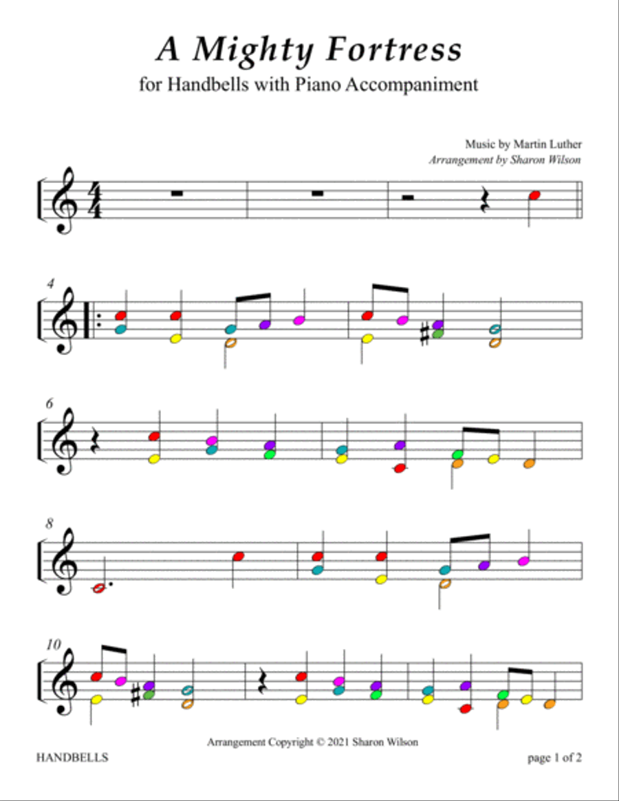 Melodies to the Lord (A Collection of 10 Hymns for One Octave Handbells with Piano accompaniment) Handbell Choir scores gallery preview page 6