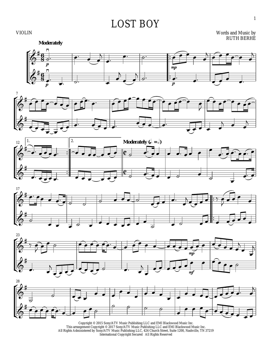 Lost Boy Lost Boy String Duet scores gallery preview page 1