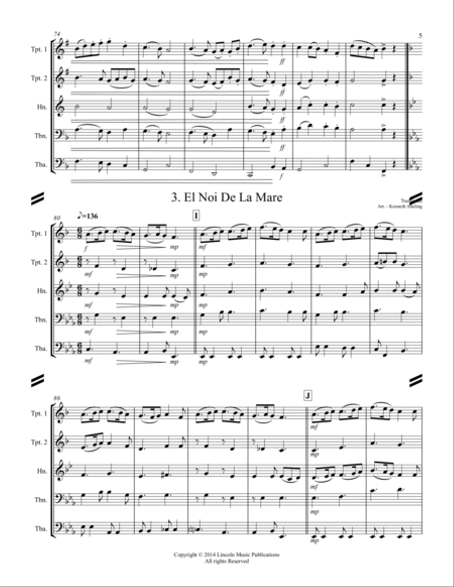 20 Traditional Christmas Carols Volume II (for Brass Quintet) Brass Quintet scores gallery preview page 6