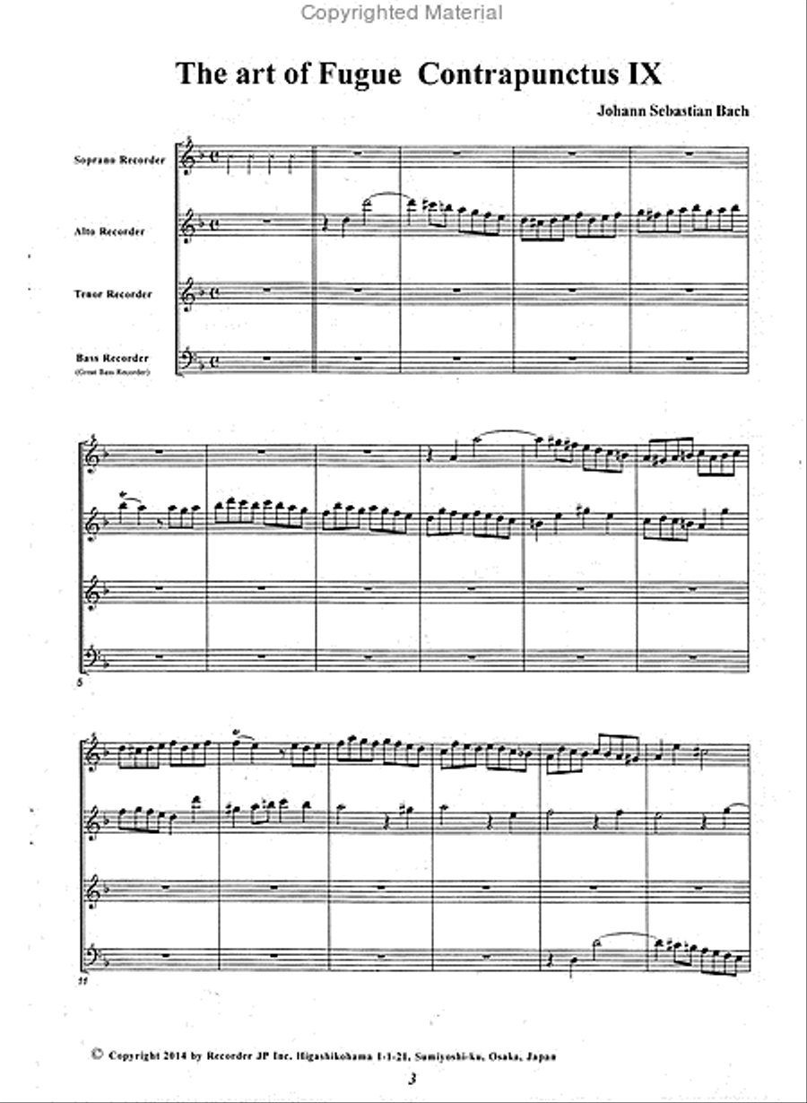 The Art of Fugue: Contrapunctus 9 4-Part scores gallery preview page 3
