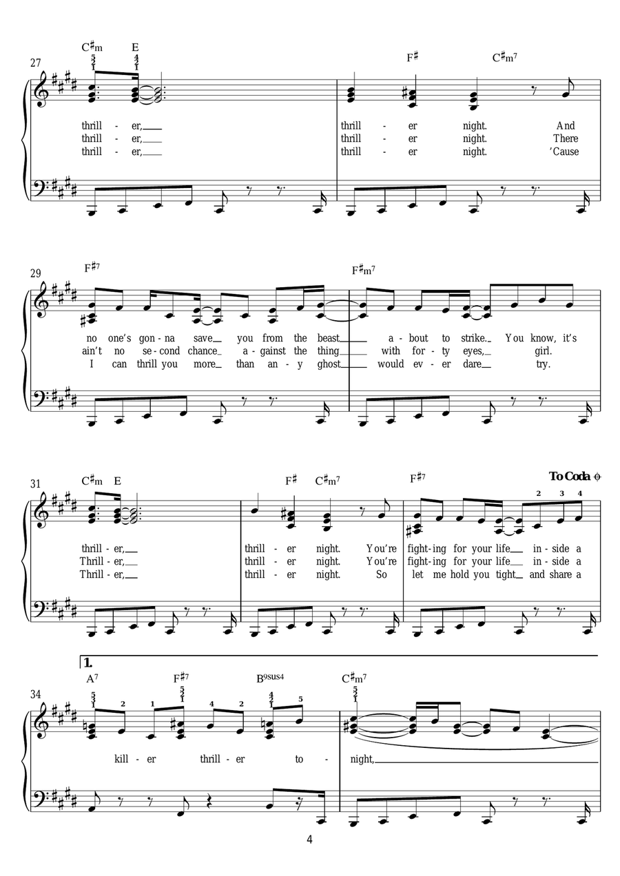 Thriller Easy Piano scores gallery preview page 4