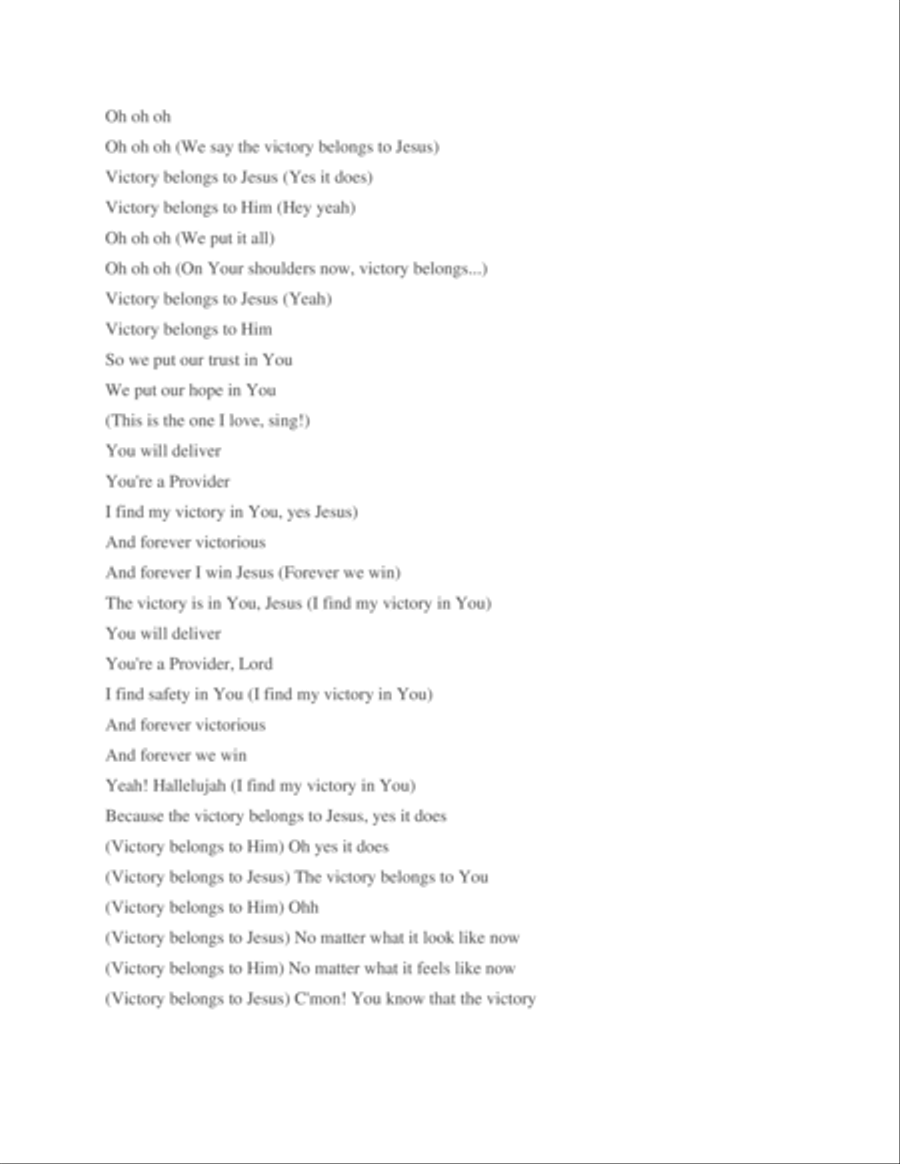 VICTORY BELONGS TO JESUS Piano, Vocal, Guitar scores gallery preview page 2