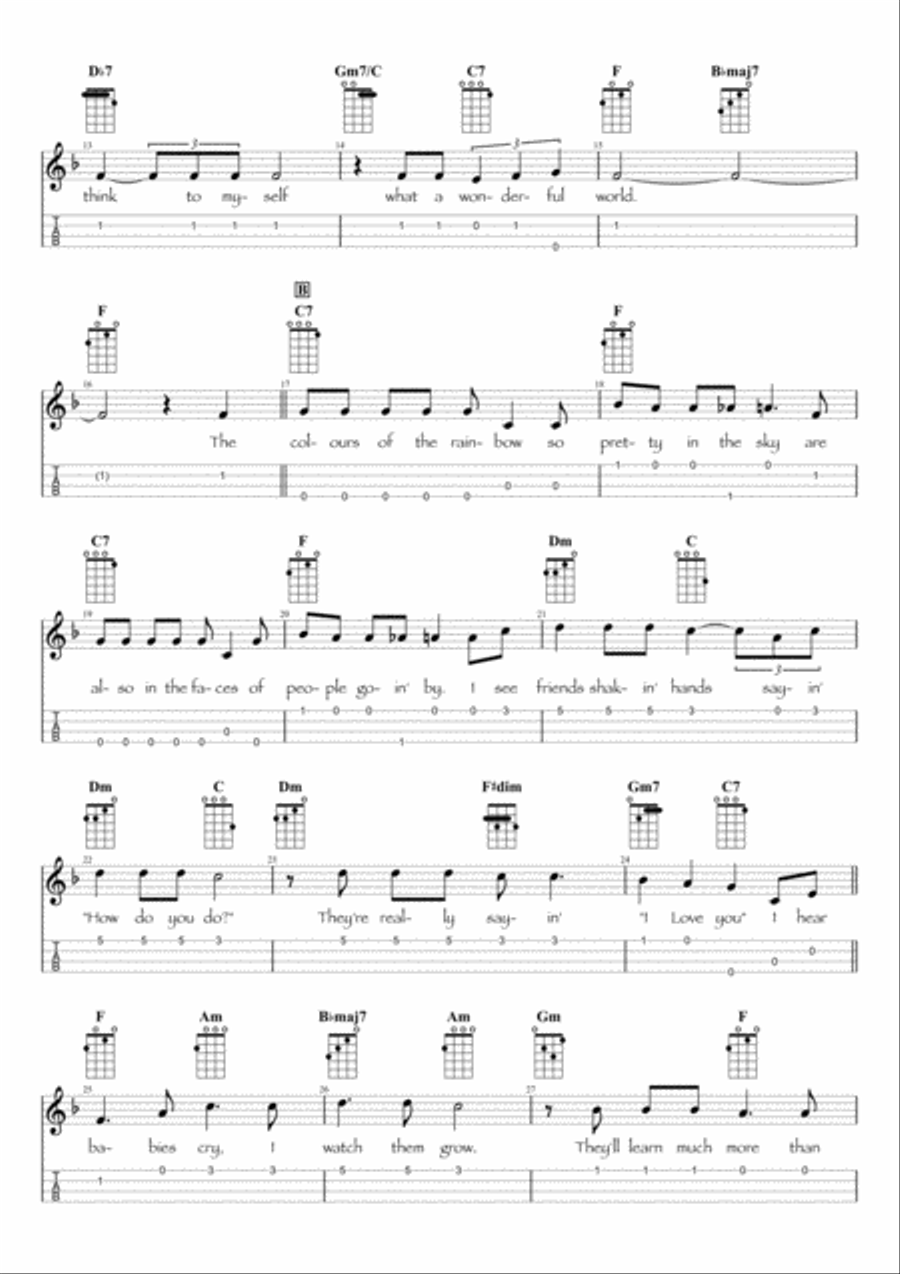 What A Wonderful World Ukulele scores gallery preview page 3