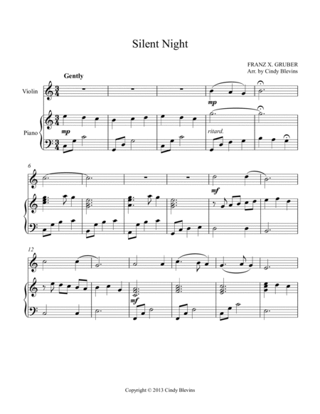 Silent Night, for Piano and Violin image number null