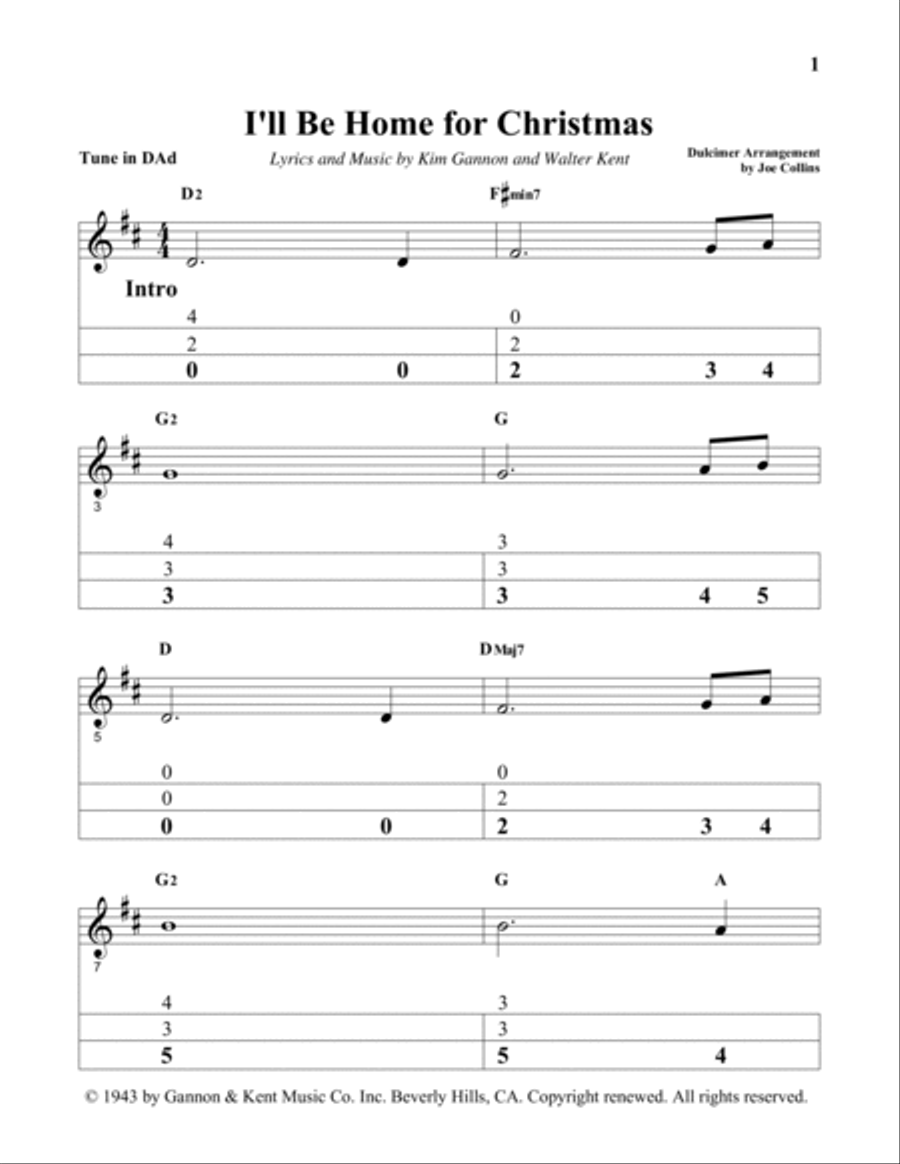 I'll Be Home For Christmas Dulcimer scores gallery preview page 3