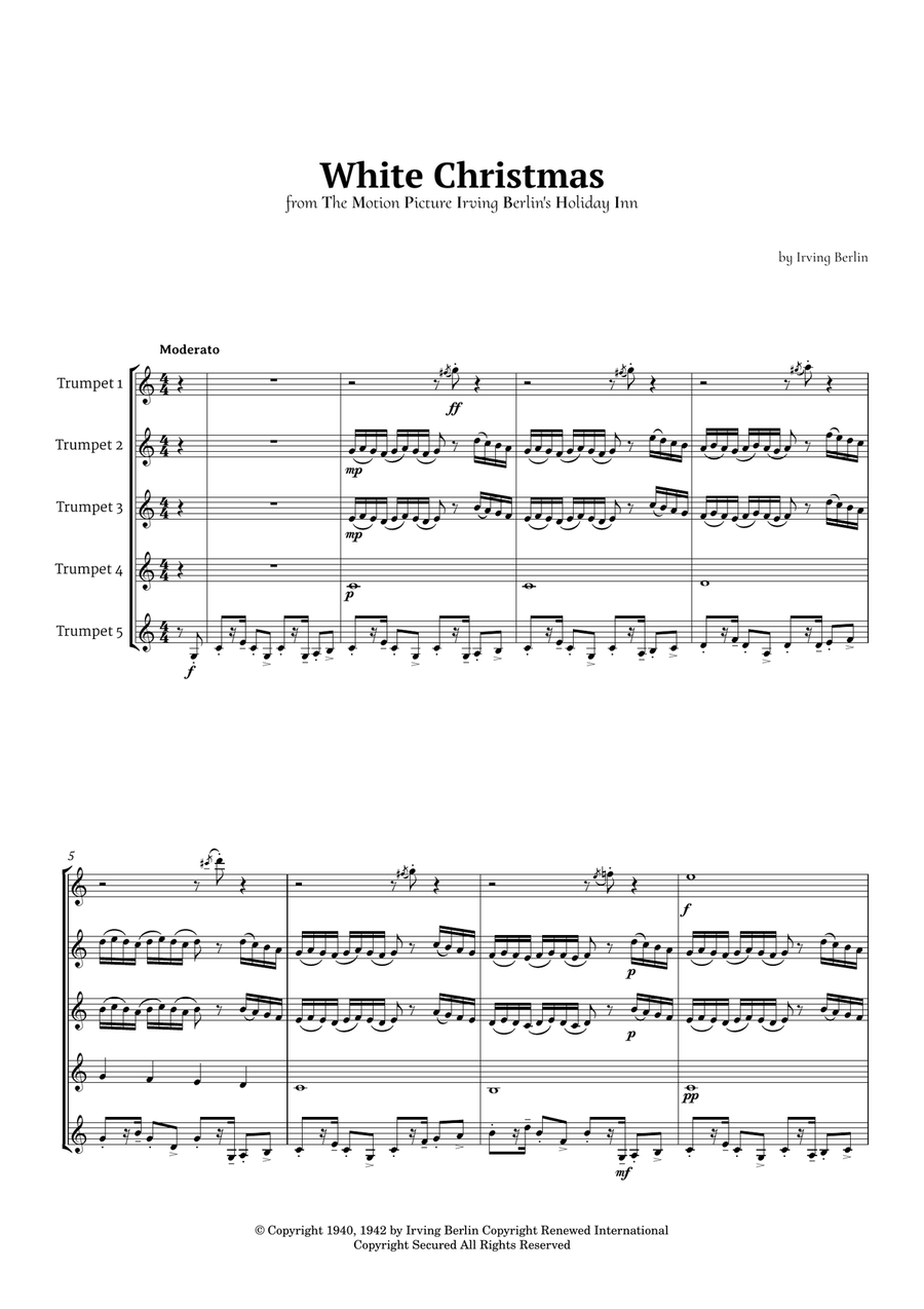 White Christmas Brass Quintet scores gallery preview page 1