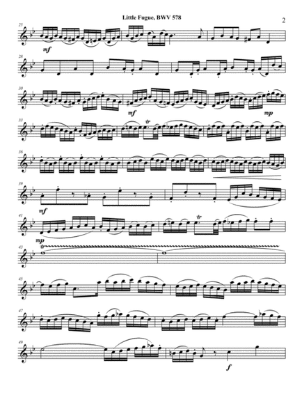 Little Fugue in G minor (transposed to D minor)--arr. sax quartet (SATB or AATB) image number null