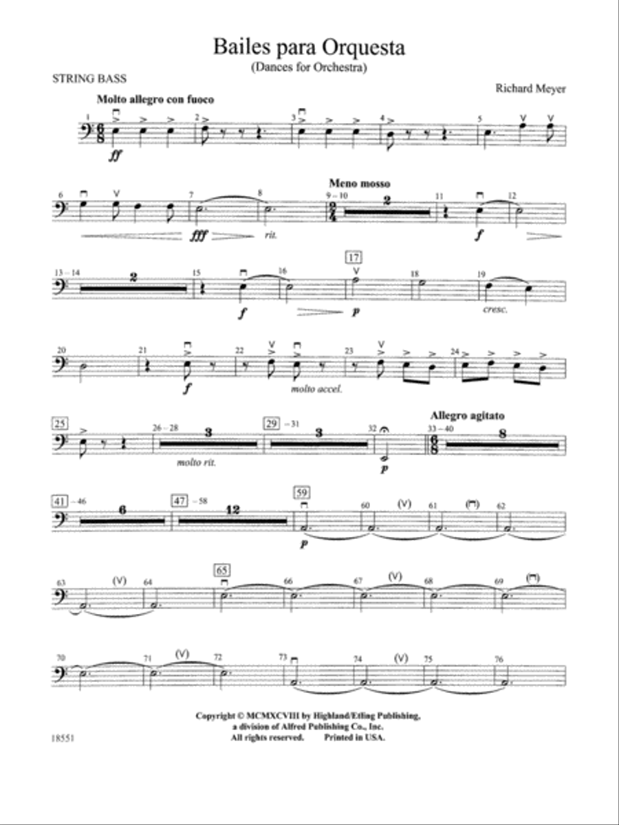 Bailes para Orquesta (For Two Solo Violins and String Orchestra): String Bass String Orchestra scores gallery preview page 1