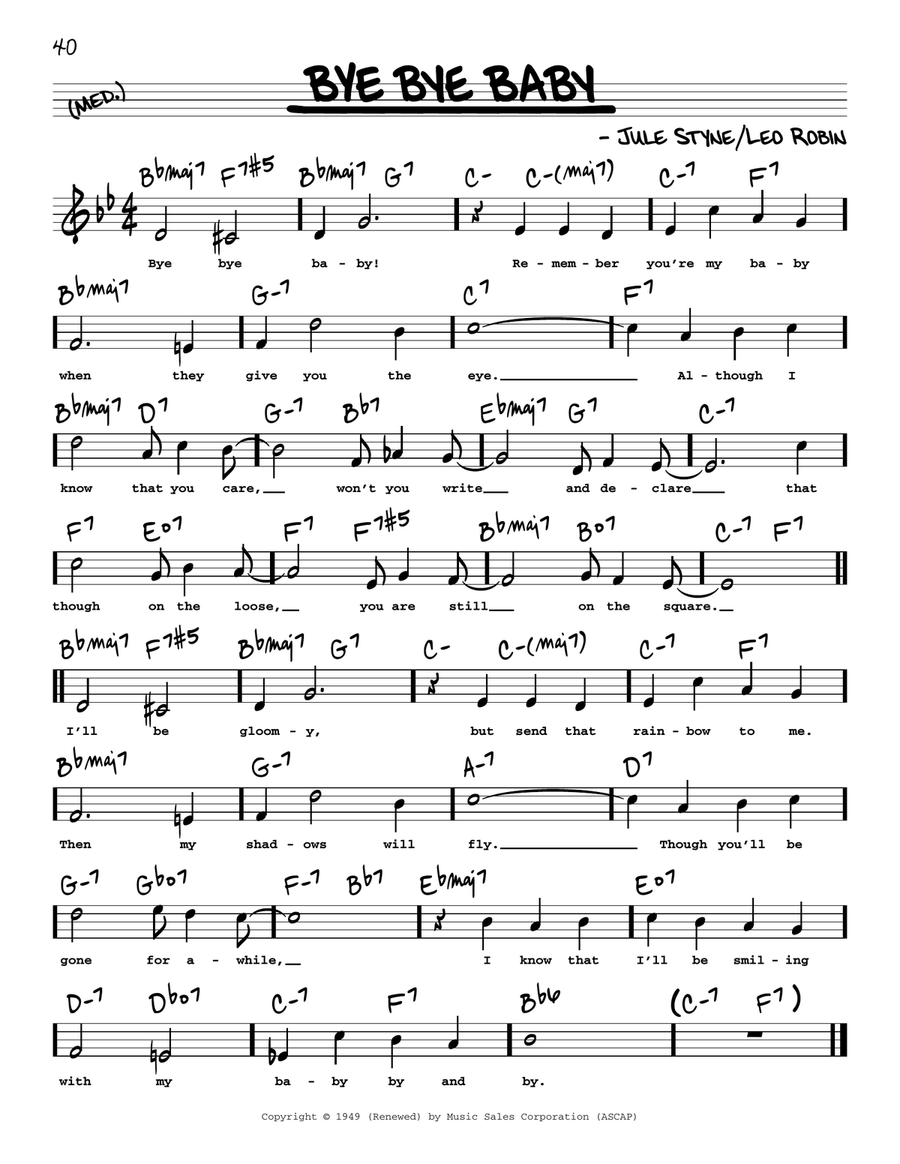 Bye Bye Baby (High Voice) (from Gentlemen Prefer Blondes) High Voice scores gallery preview page 1