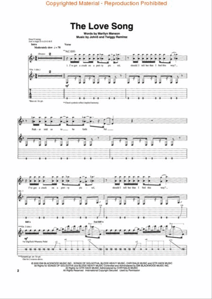 Marilyn Manson – Lest We Forget: The Best of Electric Guitar scores gallery preview page 2