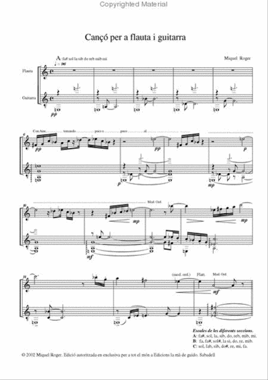 Canco per a flauta i guitarra Flute scores gallery preview page 2