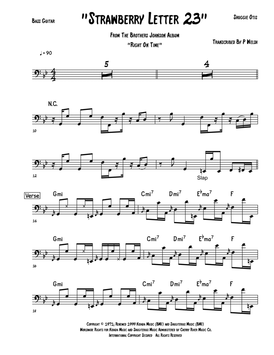 Strawberry Letter 23 Strawberry Letter 23 Bass Guitar scores gallery preview page 1