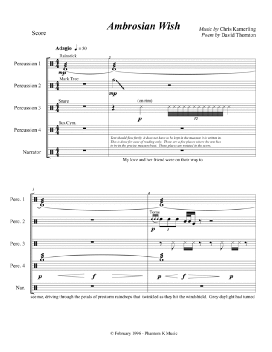 Ambrosian Wish - Percussion Ensemble with Narrator Percussion Ensemble scores gallery preview page 4