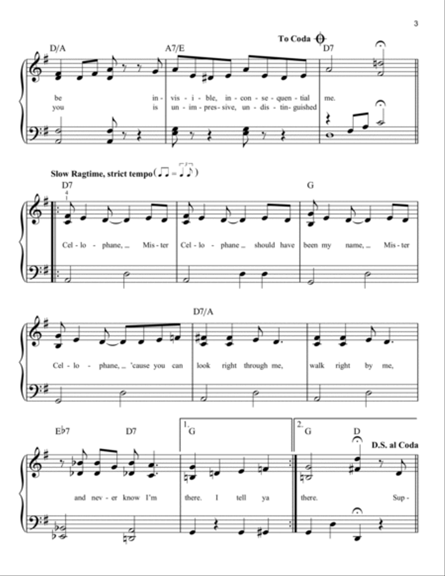 Mister Cellophane (from Chicago) Easy Piano scores gallery preview page 3