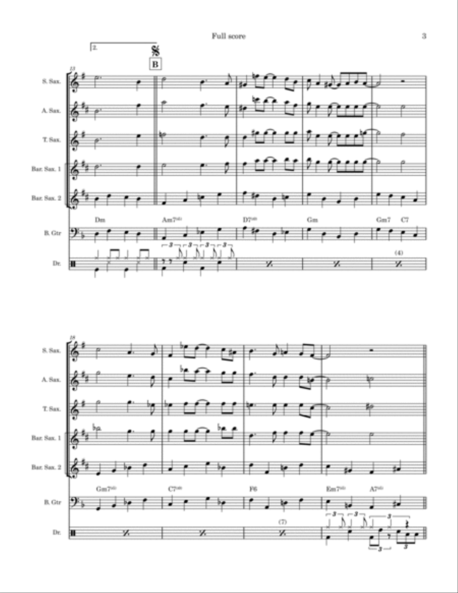A Night In Tunisia Saxophone Quartet scores gallery preview page 3