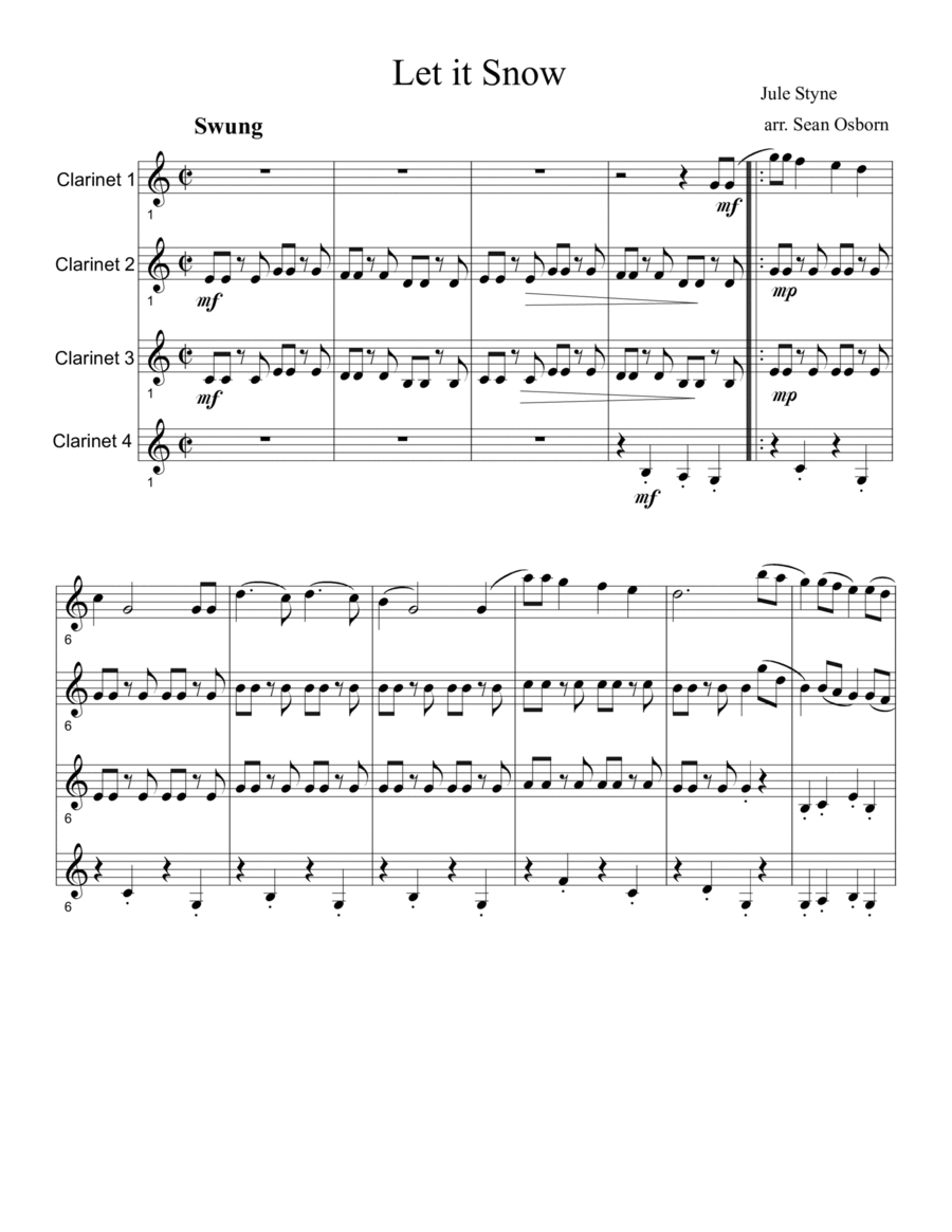 Let It Snow! Let It Snow! Let It Snow! Woodwind Quartet scores gallery preview page 1