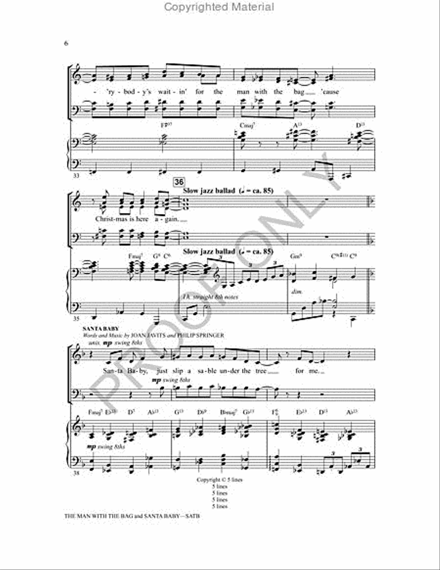 The Man With The Bag And Santa Baby 4-Part scores gallery preview page 6