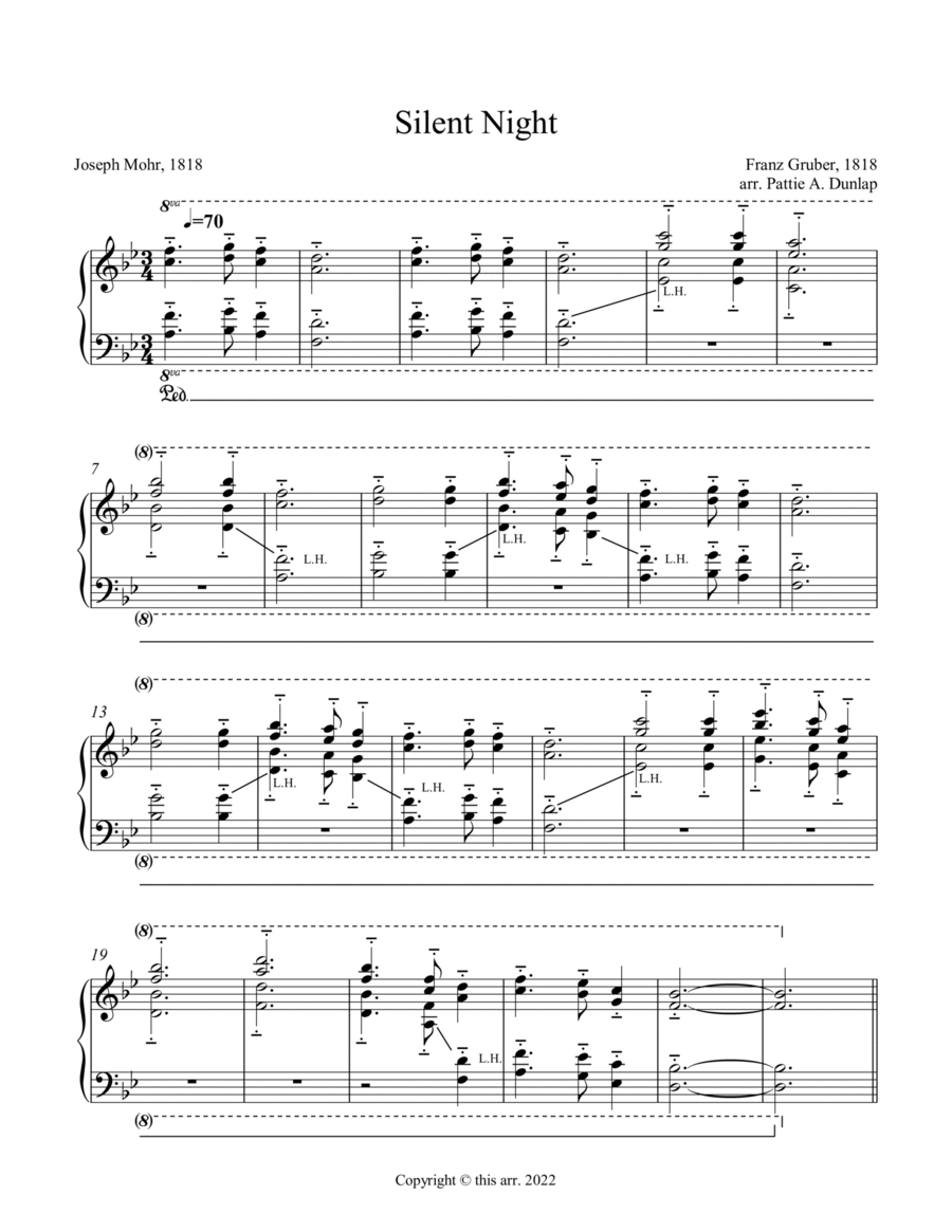 Silent Night - piano bells Piano Solo scores gallery preview page 1