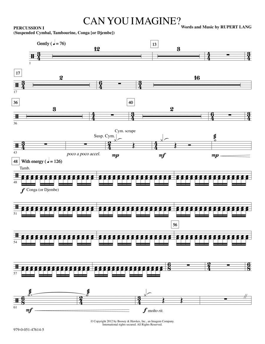 Can You Imagine? - Percussion 1 Choir scores gallery preview page 1