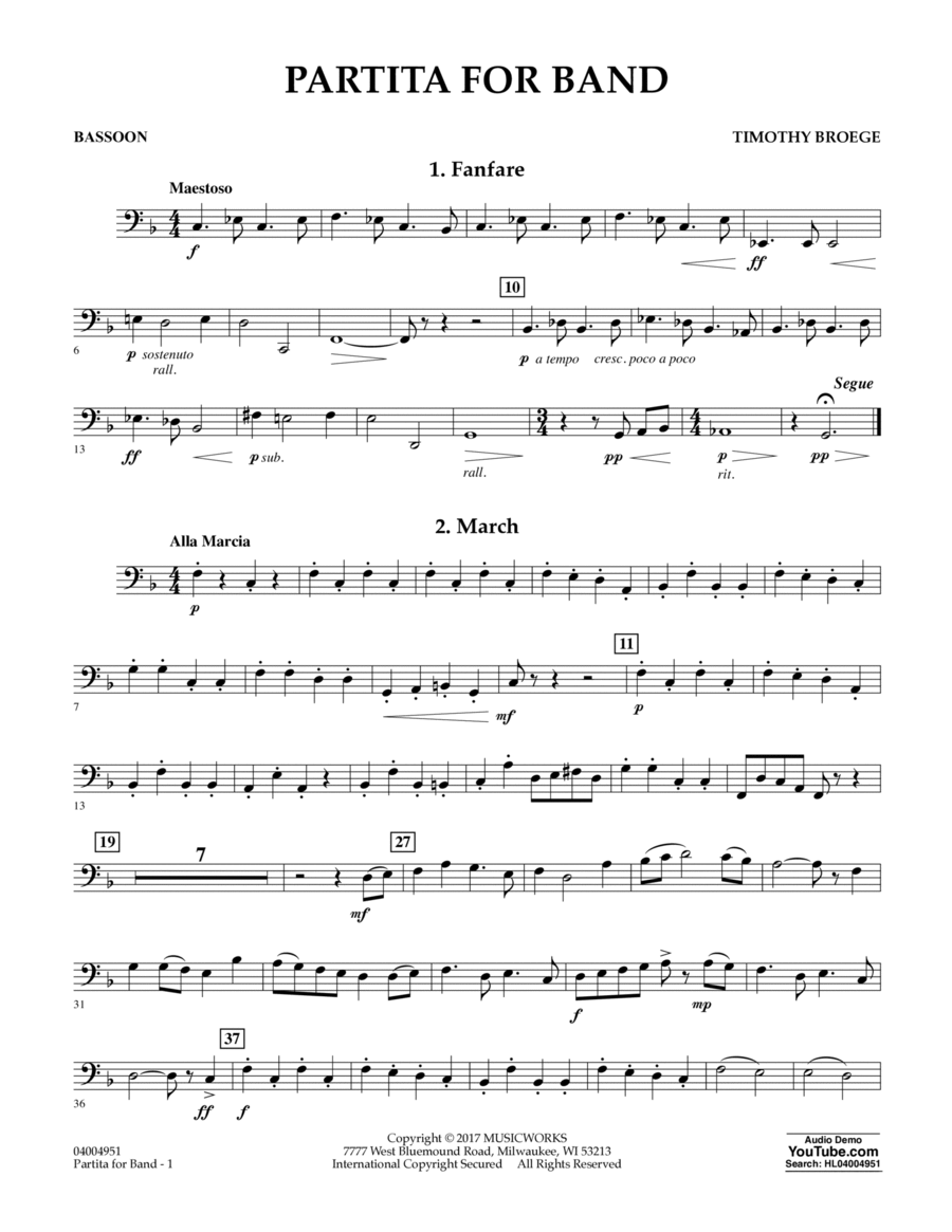 Partita for Band - Bassoon Bassoon scores gallery preview page 1
