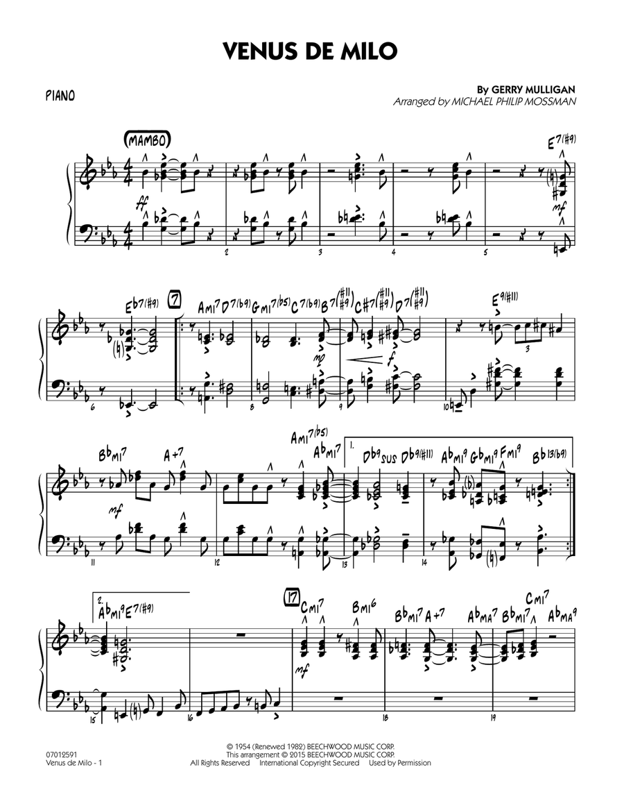 Venus de Milo - Piano Jazz Ensemble scores gallery preview page 1