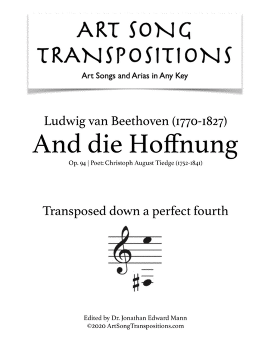 BEETHOVEN: An die Hoffnung, Op. 94 (transposed down a perfect fourth)