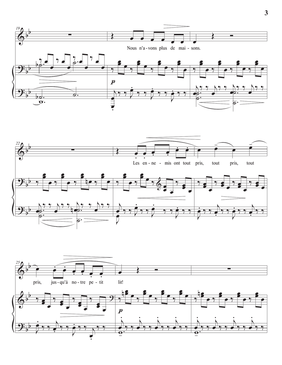 DEBUSSY: Noël des enfants qui n'ont plus de maisons (transposed to G minor) Piano, Vocal scores gallery preview page 4
