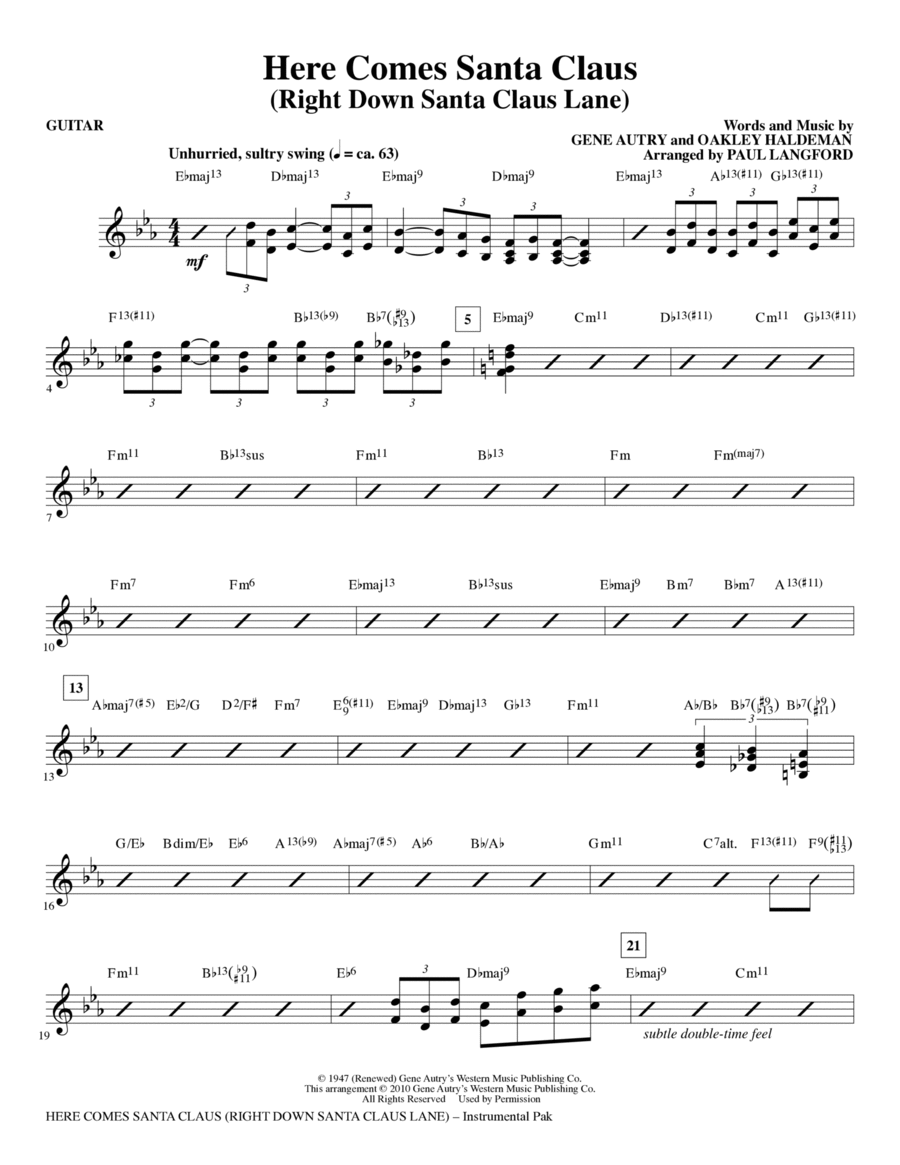 Here Comes Santa Claus (Right Down Santa Claus Lane) Choir scores gallery preview page 1