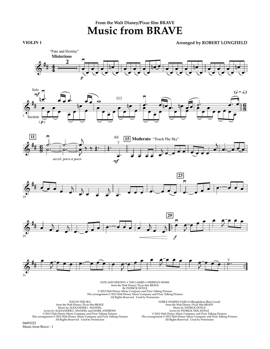Music From Brave - Violin 1 Orchestra scores gallery preview page 1