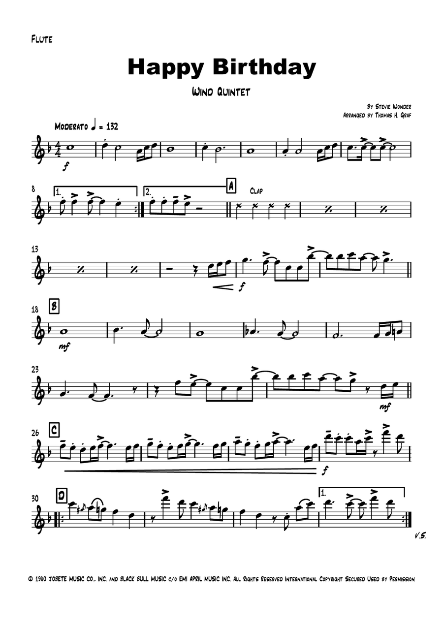 Happy Birthday Woodwind Quintet scores gallery preview page 5