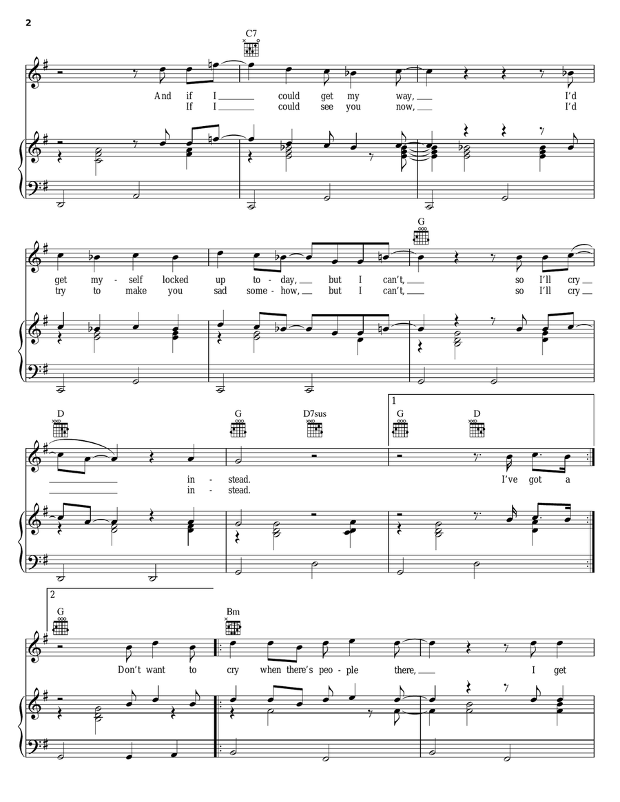 I'll Cry Instead I'll Cry Instead Piano, Vocal, Guitar scores gallery preview page 2
