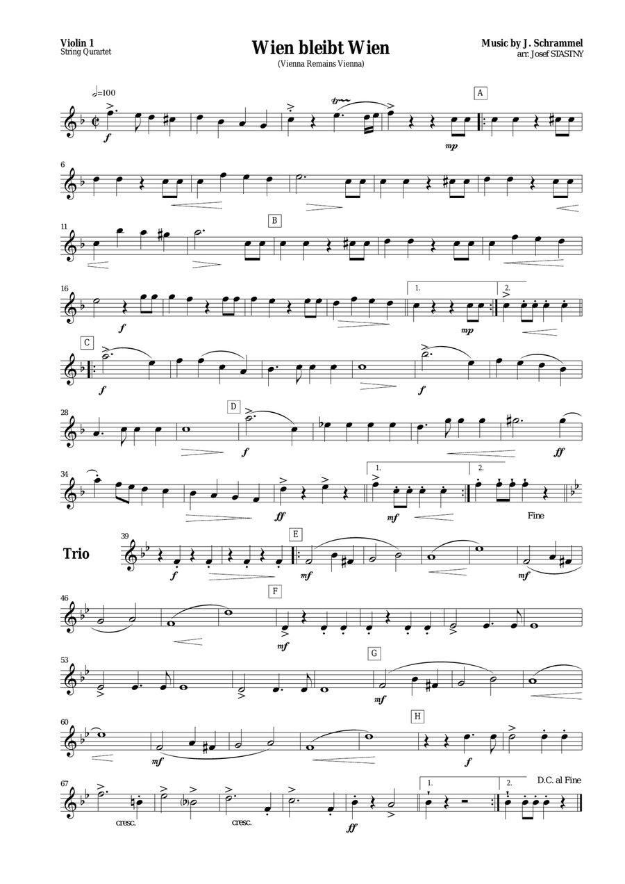 Wien bleibt Wien String Quartet scores gallery preview page 1