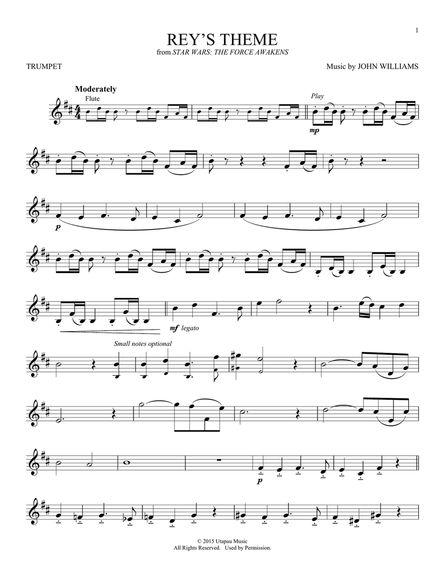 Rey's Theme (from Star Wars: The Force Awakens) Trumpet Solo scores gallery preview page 1