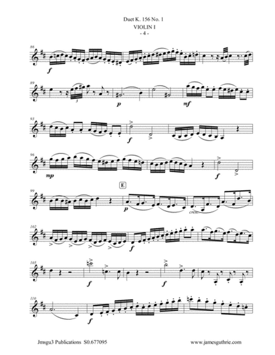 Mozart: 3 Duets K. 156 Complete for Violin Duo image number null