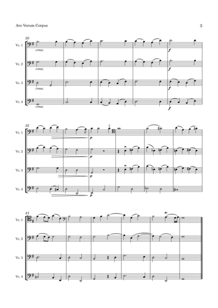 Mozart Ave Verum Corpus K. 618 for Cello Quartet image number null