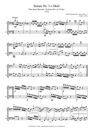 Boismortier Sonate Nr. 3 E minor opus 40 Rococo for 2 cellos