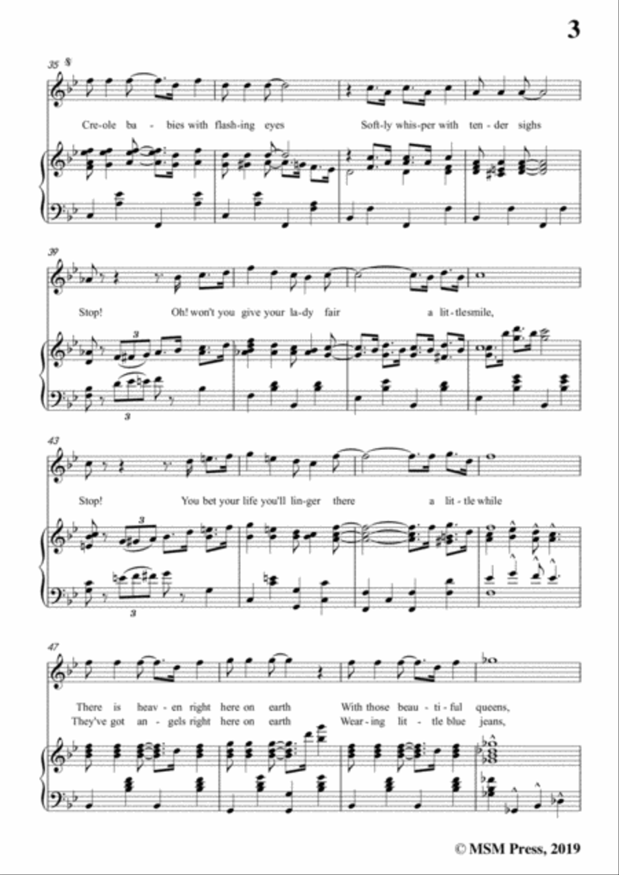 Turner Layton-Way Down Yonder in New Orleans,in B flat Major,for Voice&Pno