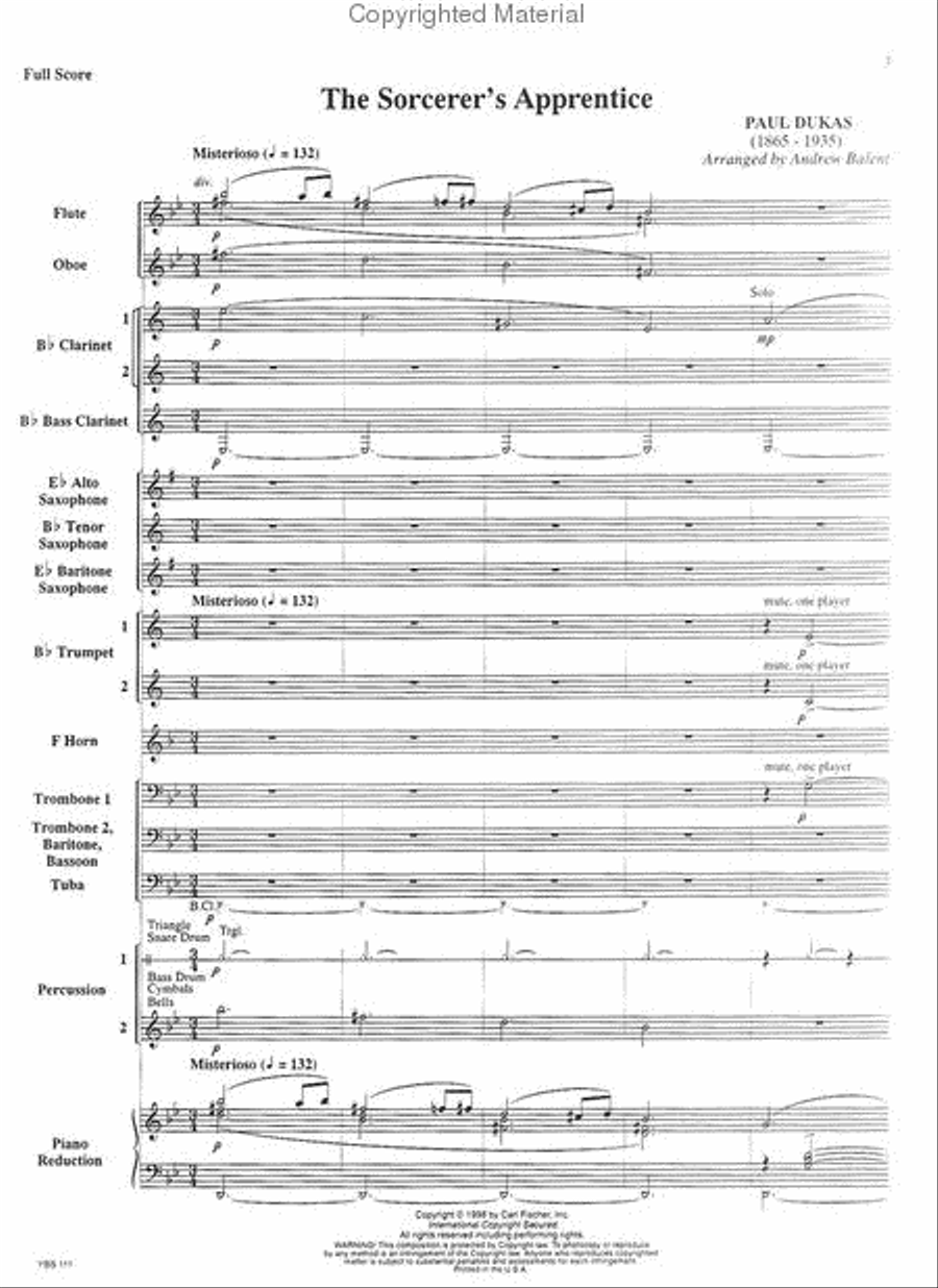 The Sorcerer's Apprentice Concert Band scores gallery preview page 2
